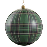 Green Plaid Plastic Ball Ornament