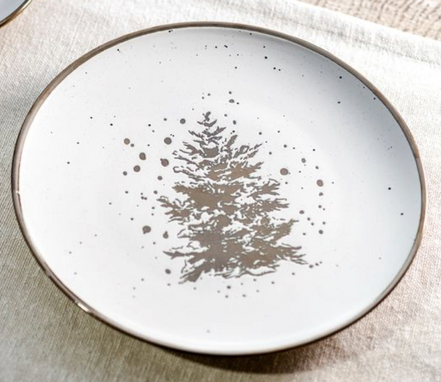 Stoneware Christmas Tree Plat\