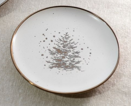 Stoneware Christmas Tree Plat\