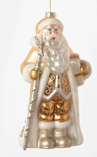 Gold & Silver Santa Ornament