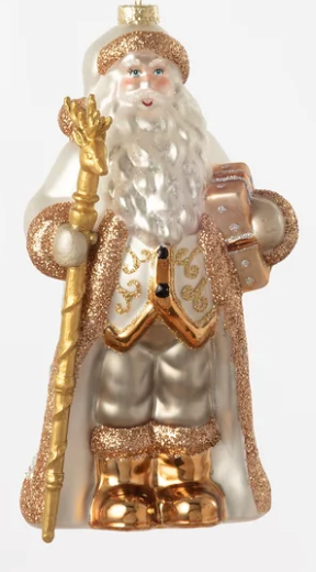 Gold & Silver Santa Ornament