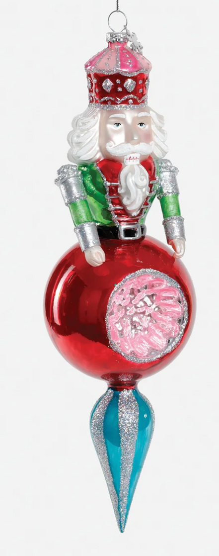 Nutcracker Finial Glass Ornament