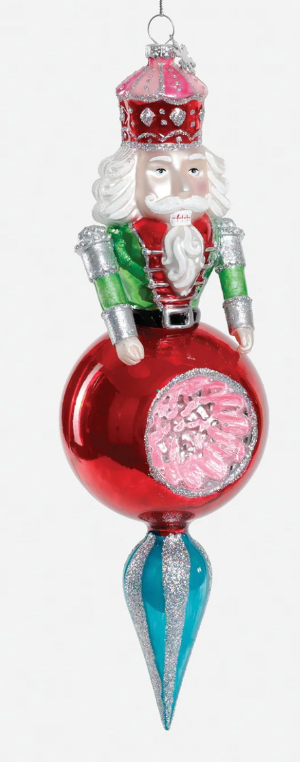 Nutcracker Finial Glass Ornament