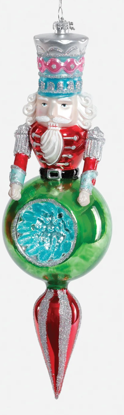 Nutcracker Finial Glass Ornament