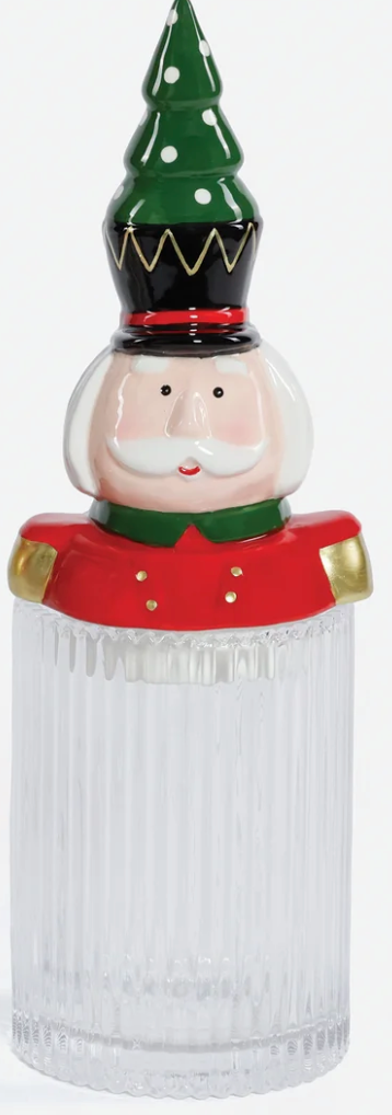 Nutcracker Ceramic w/ Glass Container