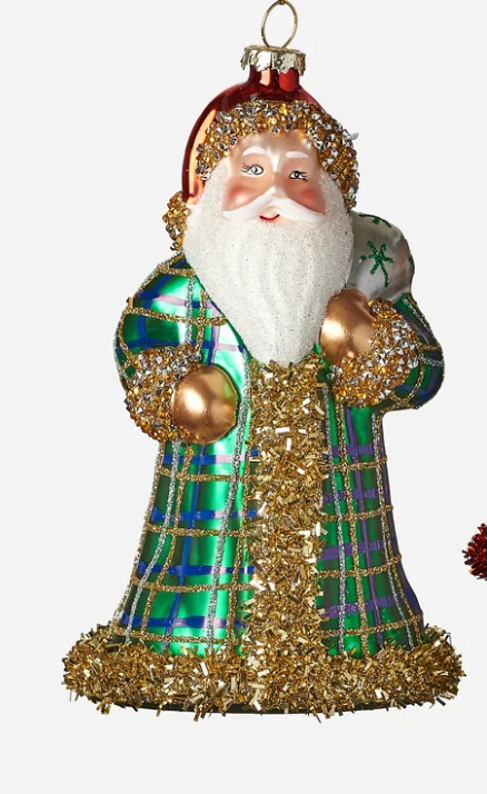 Plaid Santa Ornament