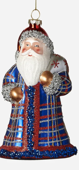 Plaid Santa Ornament