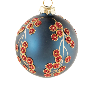 Glass Ball Ornament with Botanicals & Beads