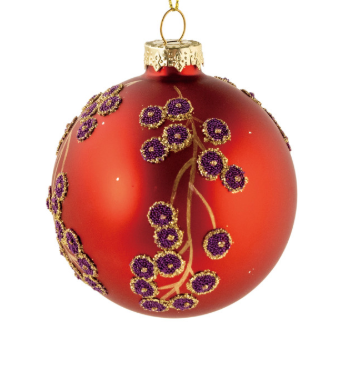 Glass Ball Ornament with Botanicals & Beads