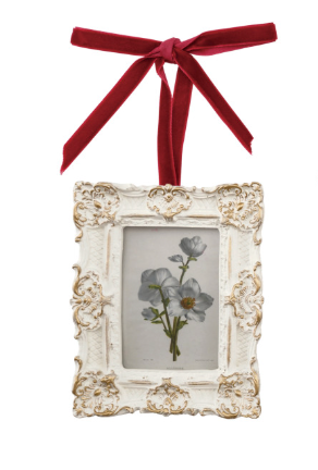 Resin Photo Frame Ornament with Velvet Ribbon
