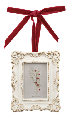 Resin Photo Frame Ornament with Velvet Ribbon