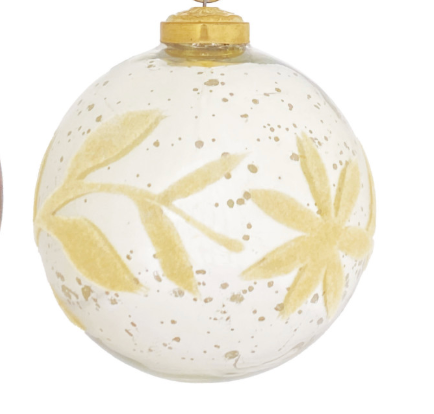 4" Glass Ball Ornament with Flocked Pattern
