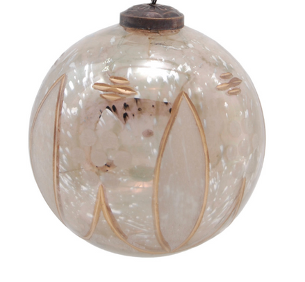 5" Etched Mercury Glass Ball Ornament