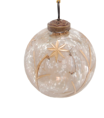 3" Etched Mercury Glass Ornament