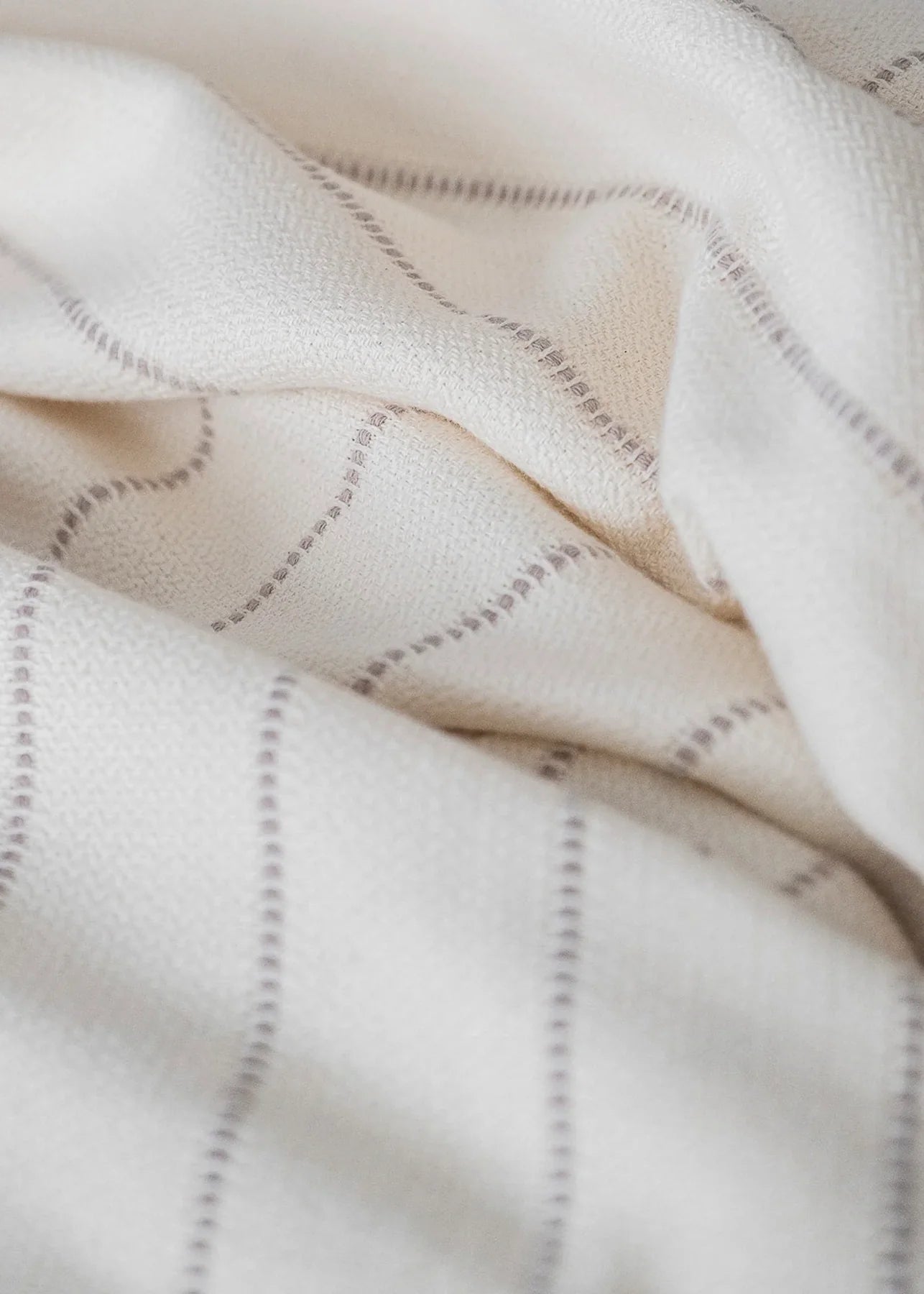 Smooth Cotton Ivory Bed Blanket with Stripes