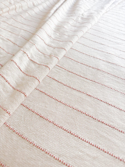 Smooth Cotton Ivory Bed Blanket with Stripes