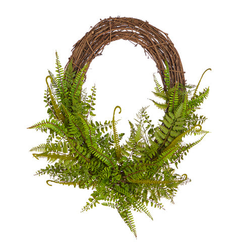 28" Oval Mixed Fern Wreath