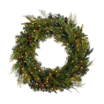 30" Pre-Lit Blue Ridge Mountain Pine Wreath