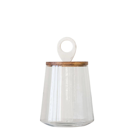 Jar Glass With Mango Wood & Marble Lid