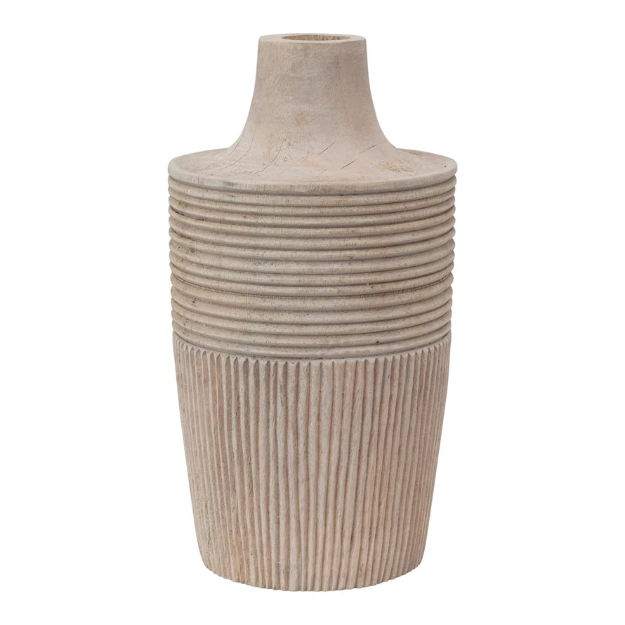Vase Hand-Carved Mango Wood