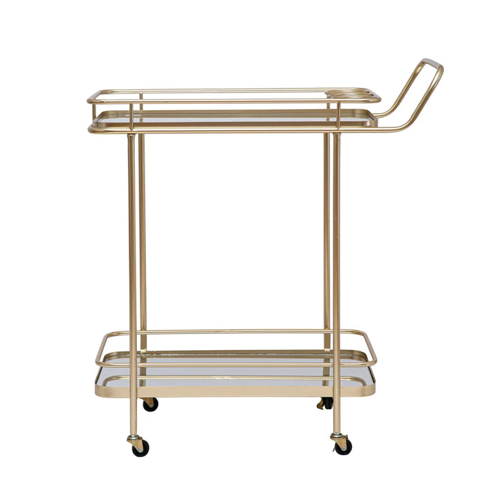 Metal & Glass 2-Tier Mirrored Bar Cart