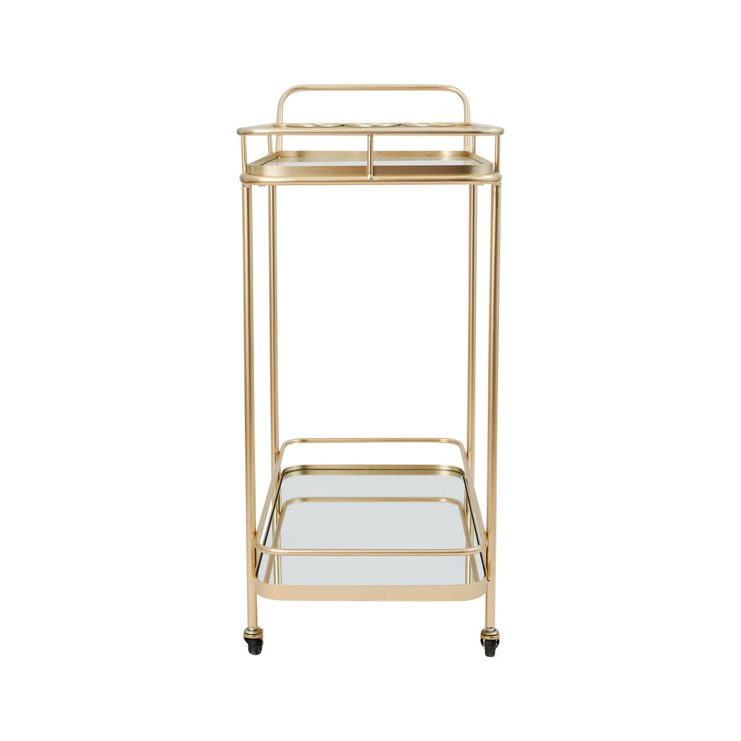 Metal & Glass 2-Tier Mirrored Bar Cart