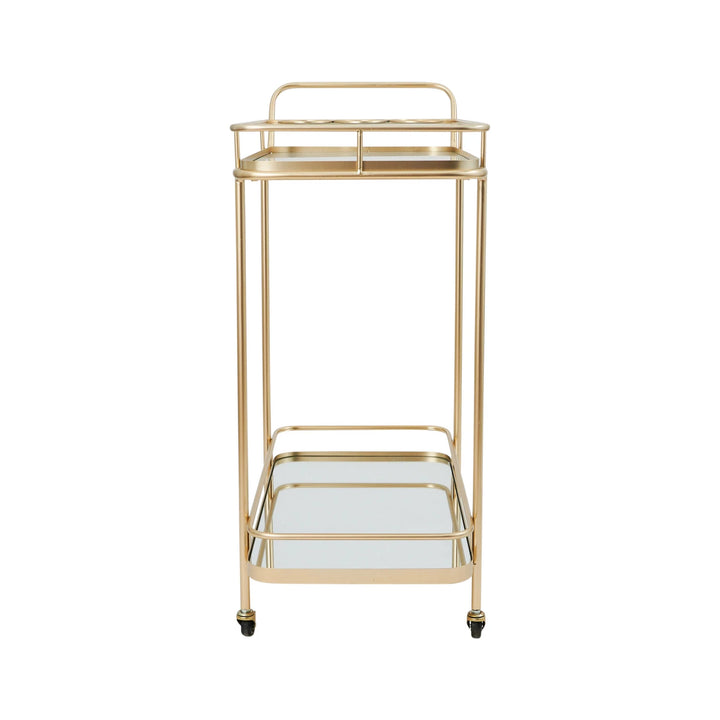 Metal & Glass 2-Tier Mirrored Bar Cart