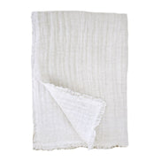 Beige Crinkled Double Weave Linen Throw