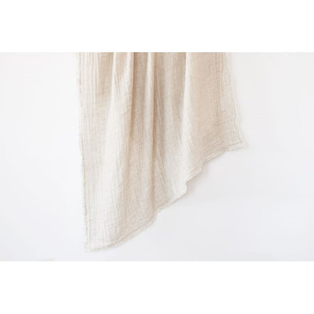 Beige Crinkled Double Weave Linen Throw