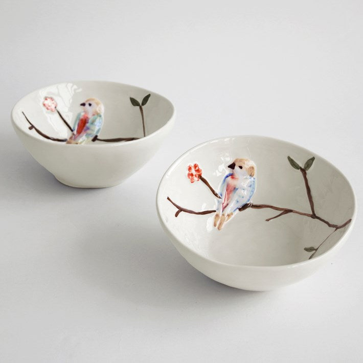 Ceramic Bird on Branch Serving Collection