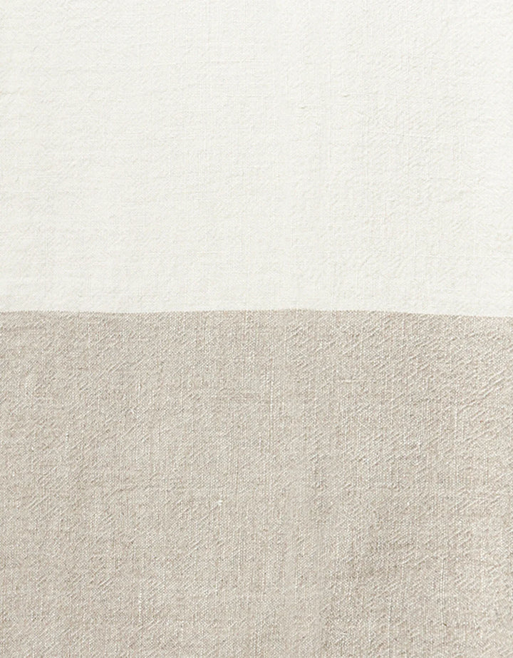 Colorblocked Linen Blanket with Tassels