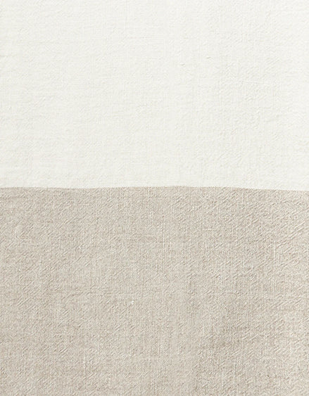 Colorblocked Linen Blanket with Tassels