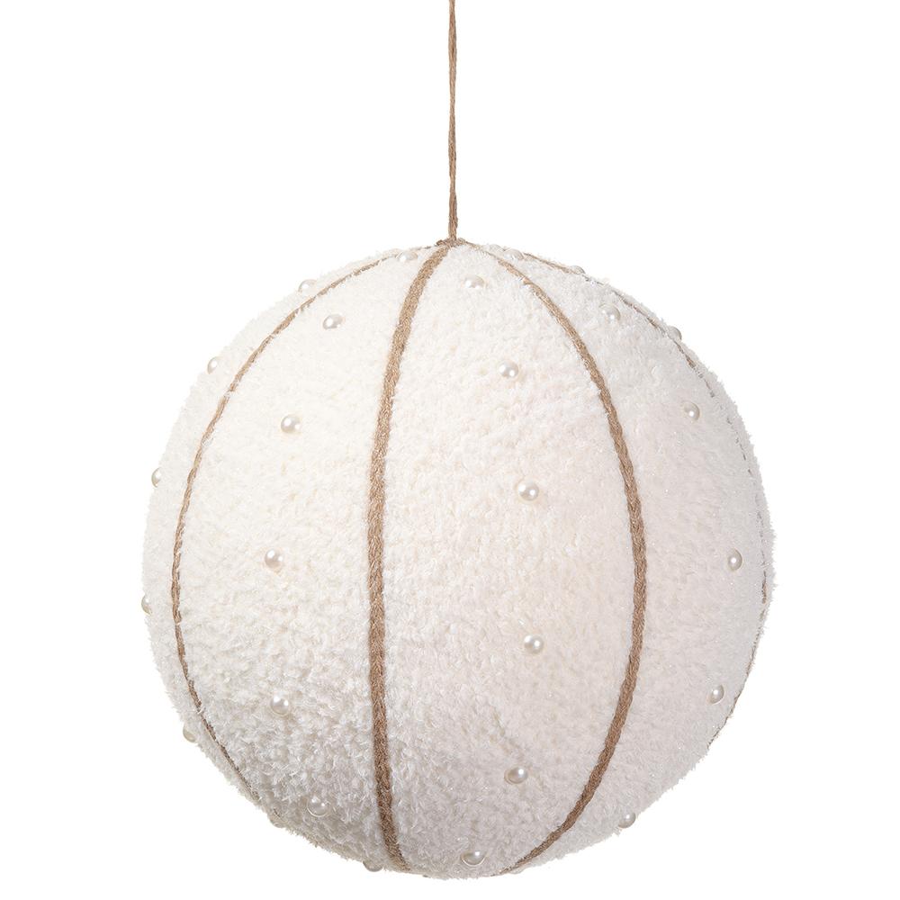 Glittered Fleece White Pearl Ornament
