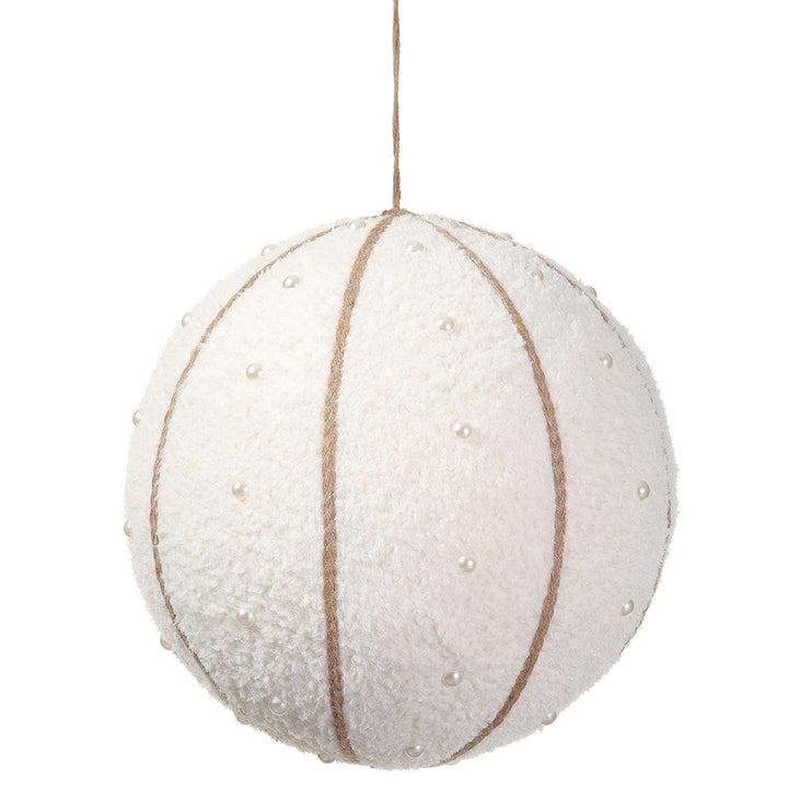 Glittered Fleece White Pearl Ornament