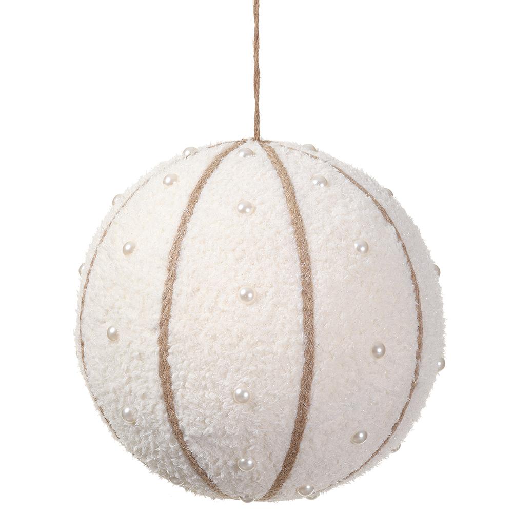 Glittered Fleece White Pearl Ornament