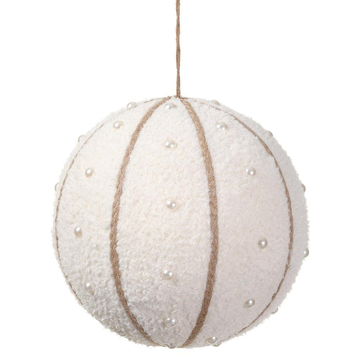 Glittered Fleece White Pearl Ornament