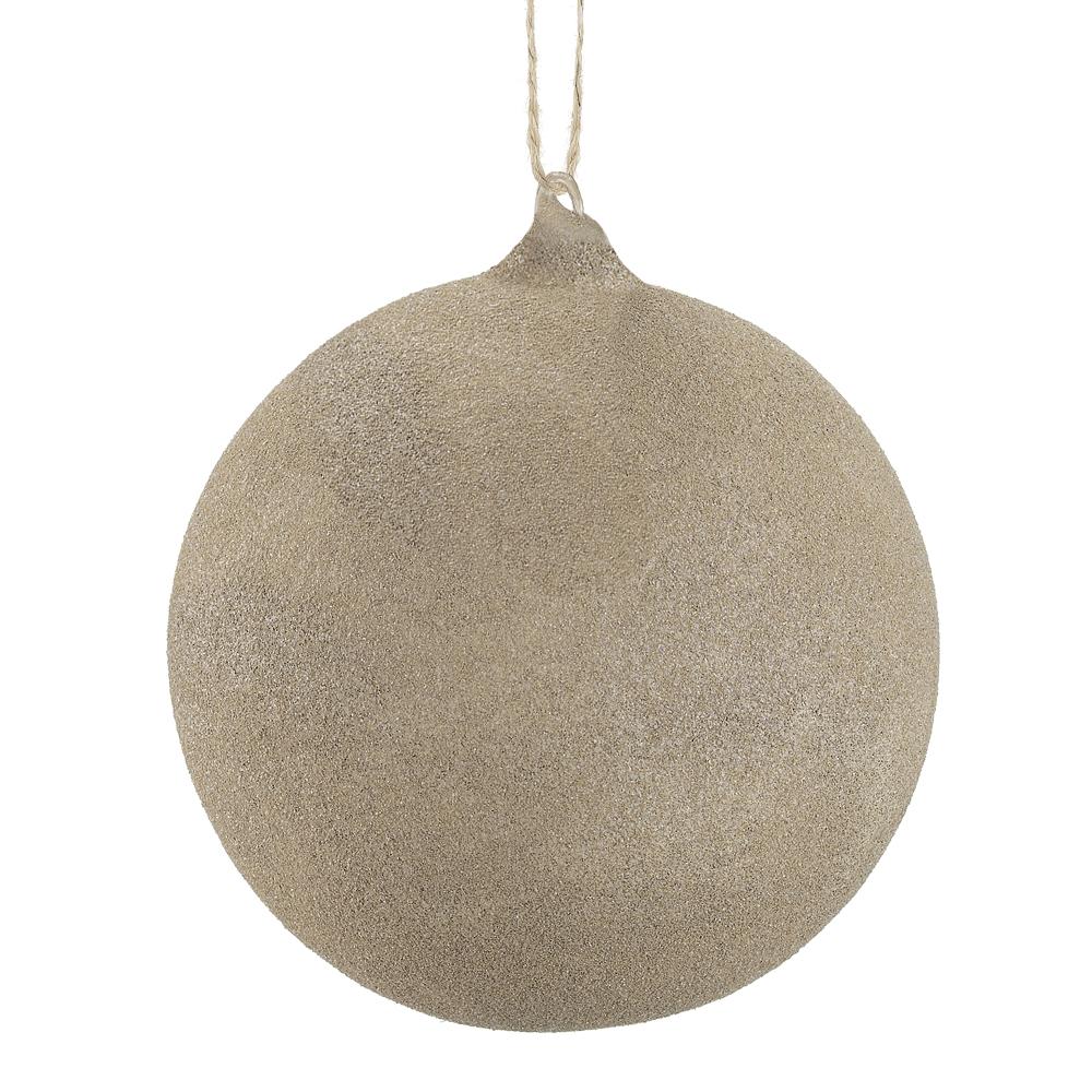 Beige Glittered Glass Ornament