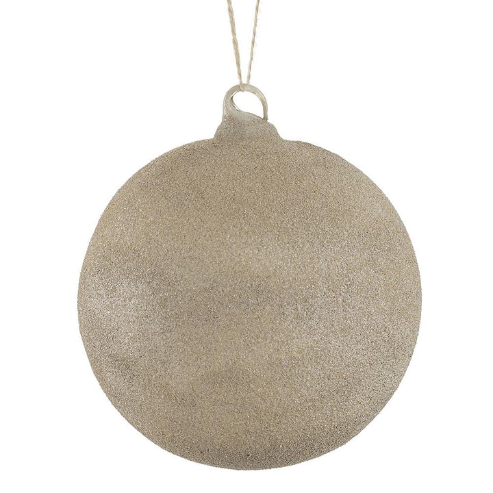 Beige Glittered Glass Ornament
