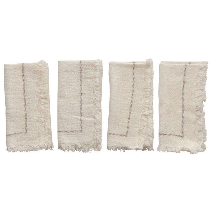 Cotton Napkins with Fringe, Set of 4