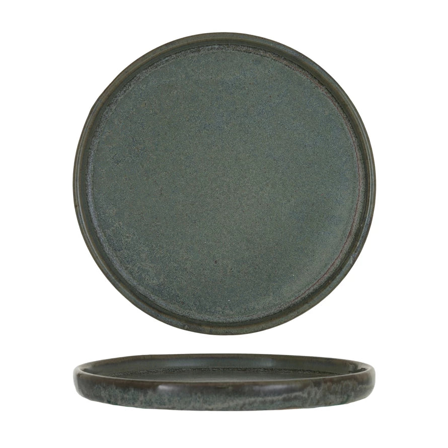 Stoneware Plate Reactive Glaze Blue