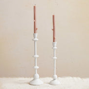 Textured Metal Taper Holder, Antique White