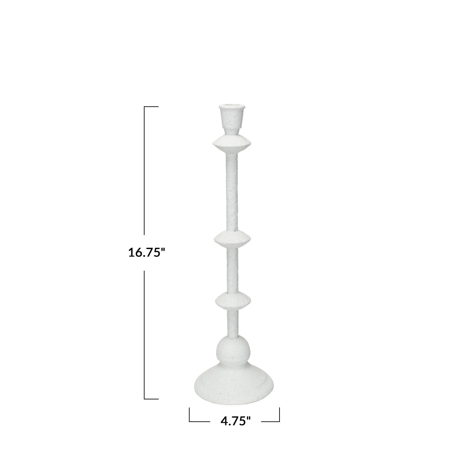 Textured Metal Taper Holder, Antique White