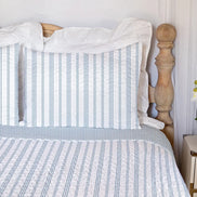 French Stripe Light Blue Quilt Set