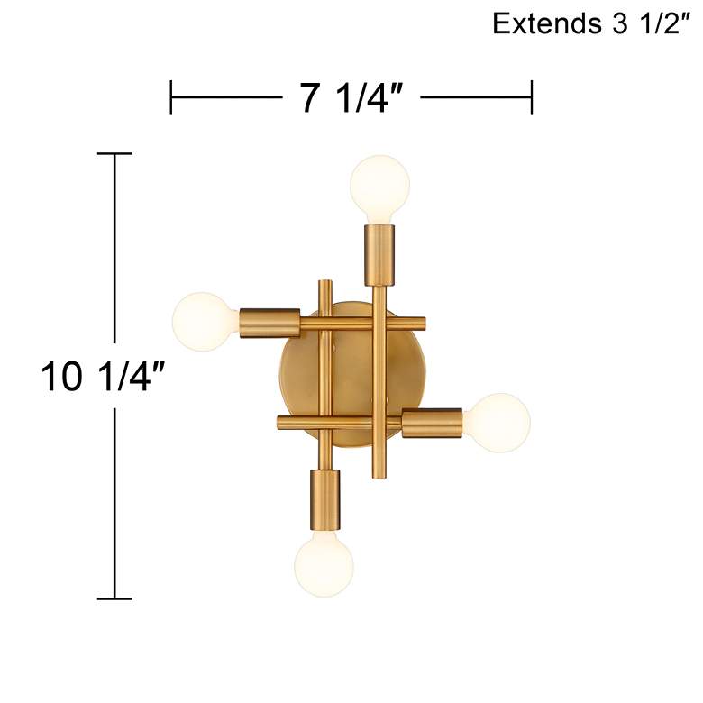 Sconce Gansett 10 1/4" High Warm Antique Brass 4-Light Wall