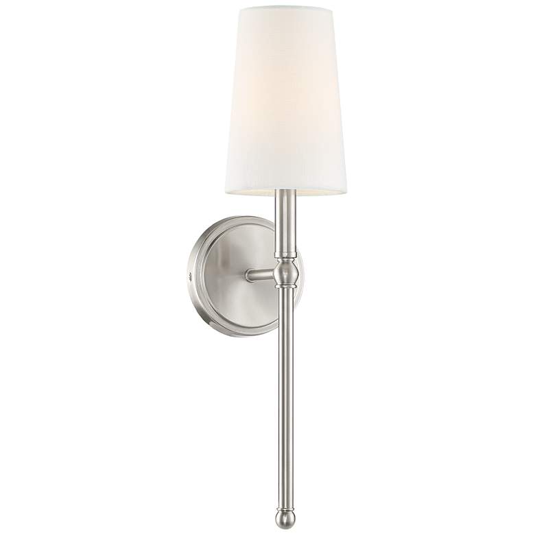 Sconce Greta 21" High Brushed Nickel Wall with Linen Shade