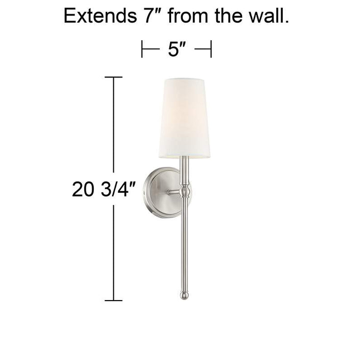 Sconce Greta 21" High Brushed Nickel Wall with Linen Shade