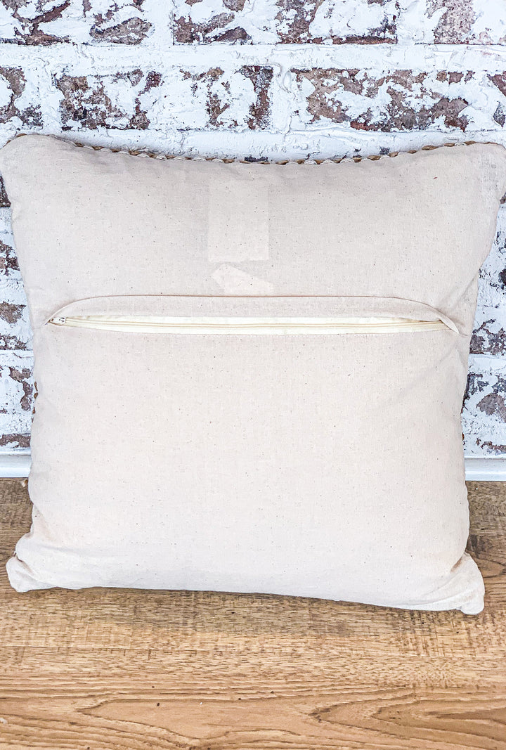 Cotton Cushion W/ Jute Checkered Pillow
