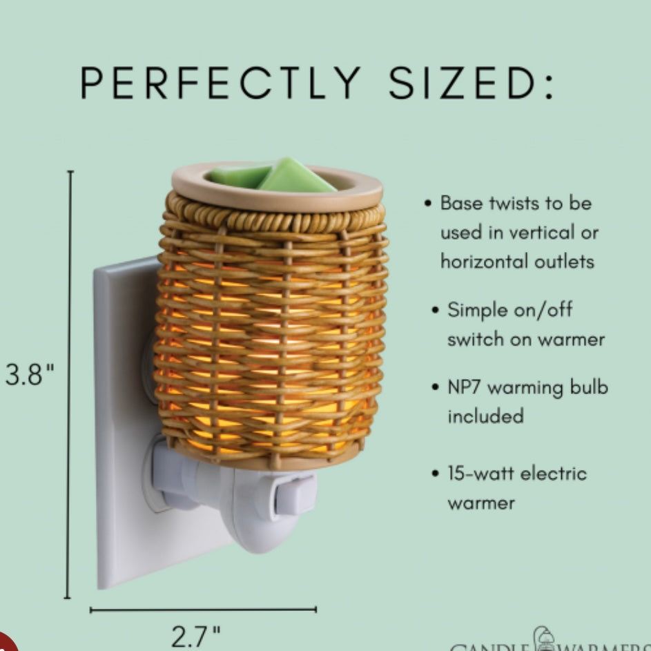 Fragrance Warmer Wicker Lantern Pluggable