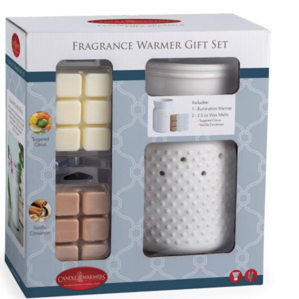 Fragrance Warmer Gift Set White Hobnail Illumination