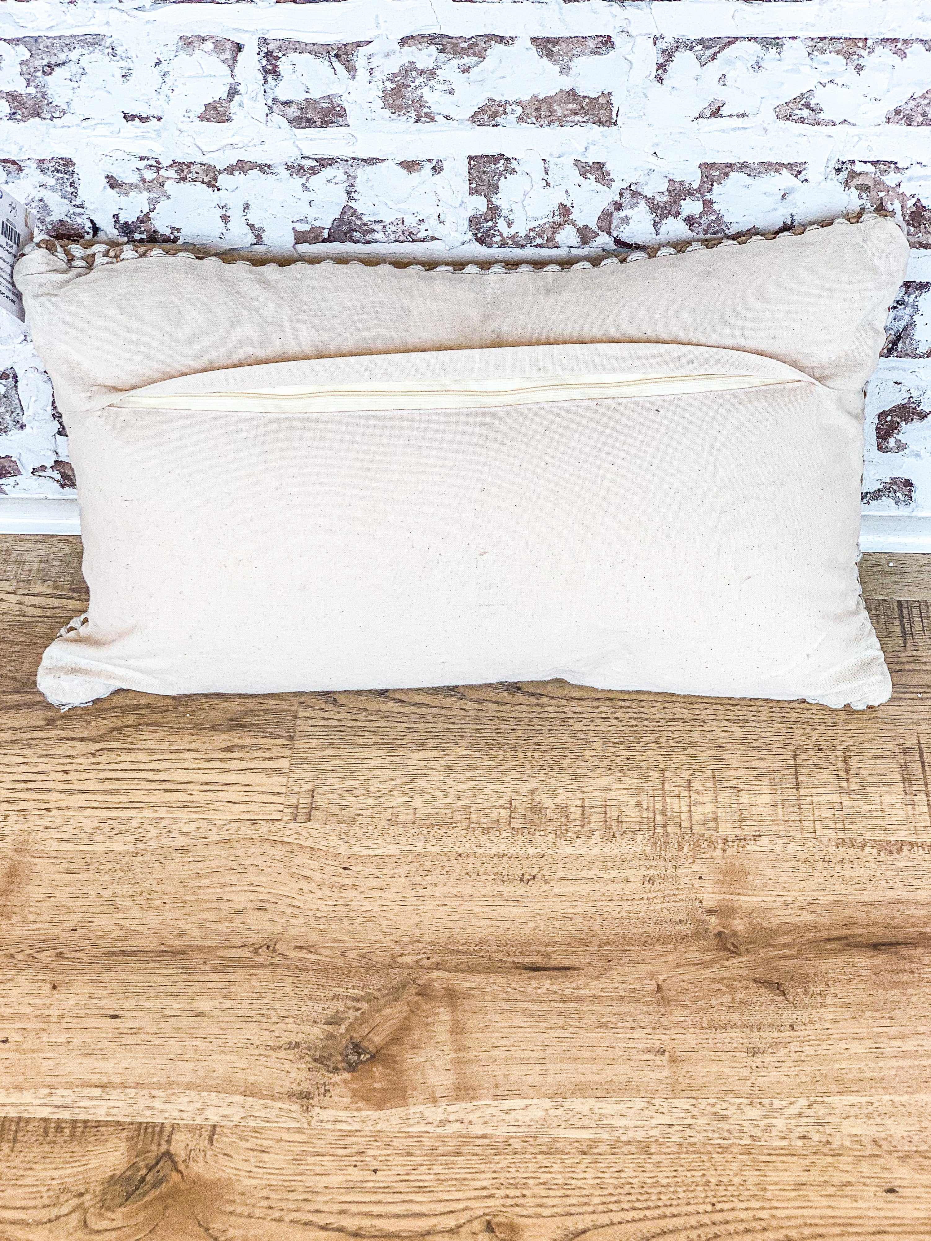 Cotton Jute Lumbar Check Pillow